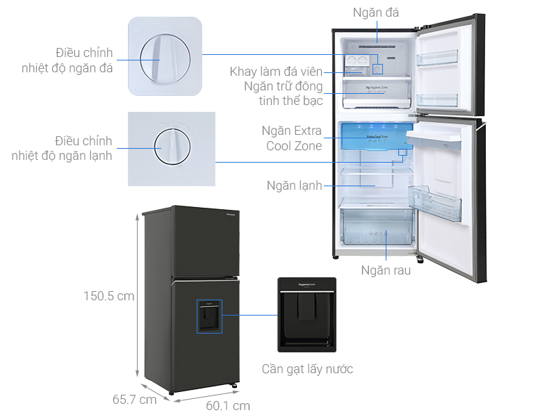 Tủ lạnh Panasonic Inverter 265 lít NR-TV301GVKV