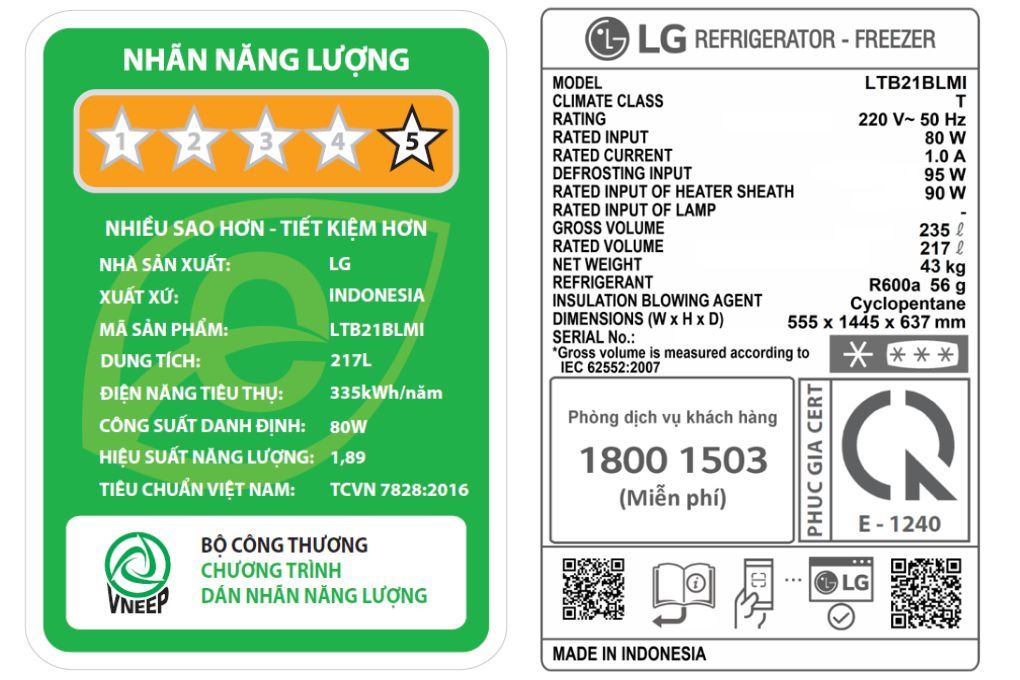 Tủ lạnh LG Inverter 217 lít LTB21BLMI Màu Đen
