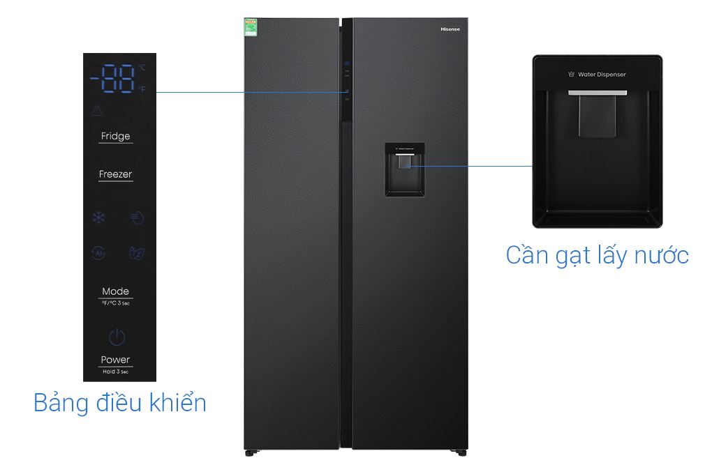 Tủ lạnh Hisense Inverter 550 lít Side By Side RS708N4EBND Màu Đen