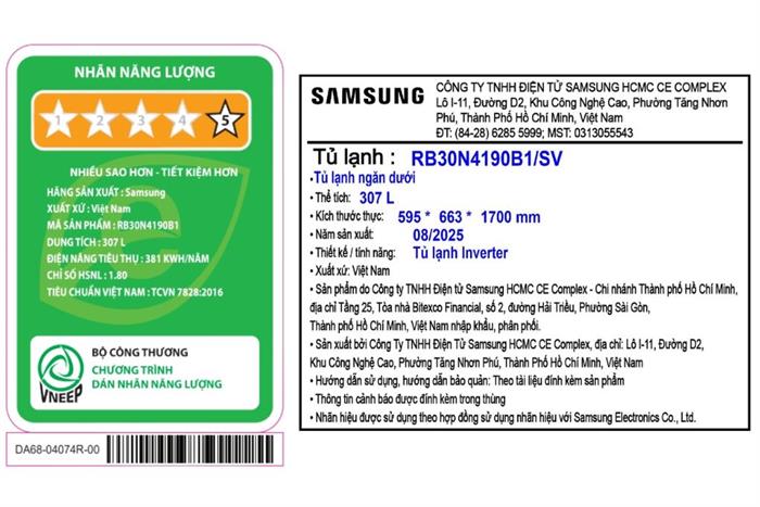 Tủ lạnh Samsung Inverter 307 lít RB30N4190B1/SV Màu Đen