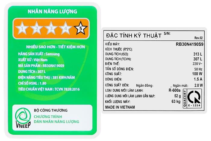 Tủ lạnh Samsung Inverter 307 lít RB30N4190S9/SV Màu Bạc