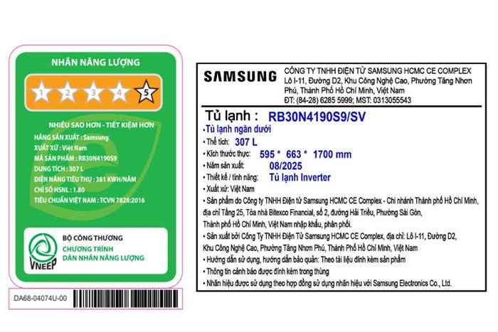 Tủ lạnh Samsung Inverter 307 lít RB30N4190S9/SV Màu Bạc