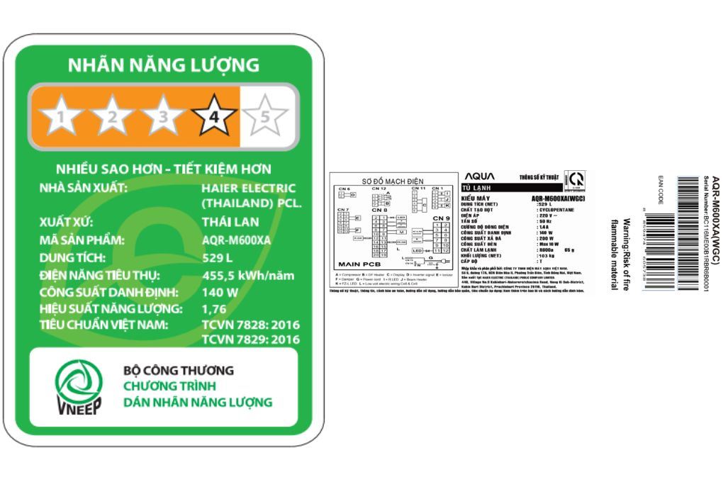 Tủ lạnh Aqua Inverter 529 lít Multi Door AQR-M600XA(WGC) Màu Trắng