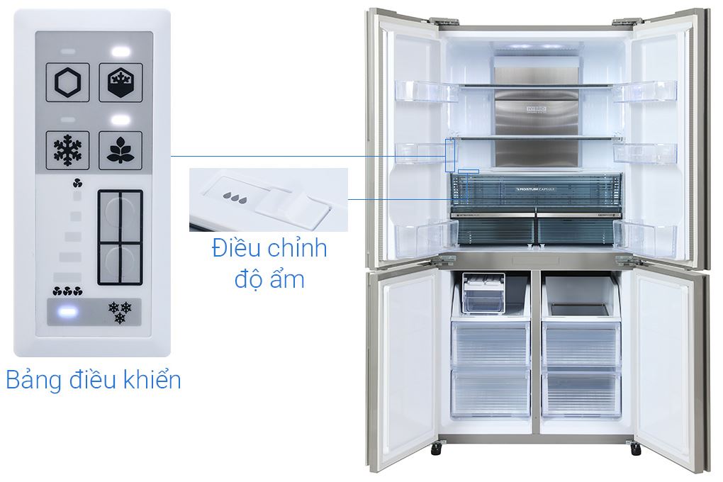Tủ lạnh Sharp Inverter 572 lít Multi Door SJ-FX650V-SL - Bảng điều khiển Tủ lạnh Sharp Inverter 572 lít Multi Door SJ-FX650V-SL - Bảng điều khiển