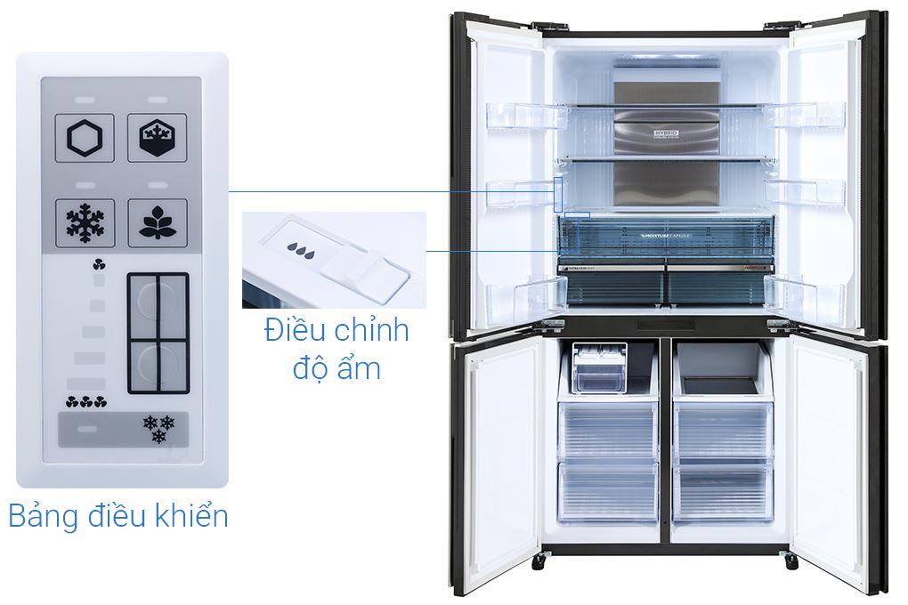 Tủ lạnh Sharp Inverter 572 lít Multi Door SJ-FX650V-MK Màu Đen