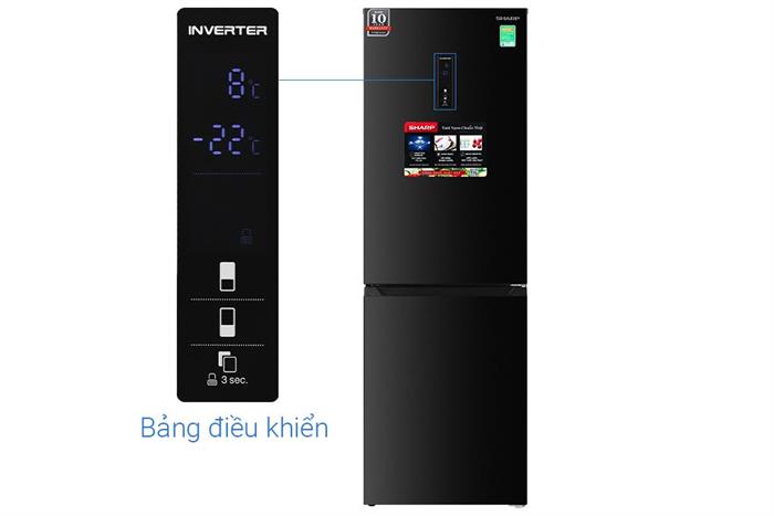 Tủ lạnh Sharp Inverter 323 lít SJ-BF330V-DG Màu Đen - Xám