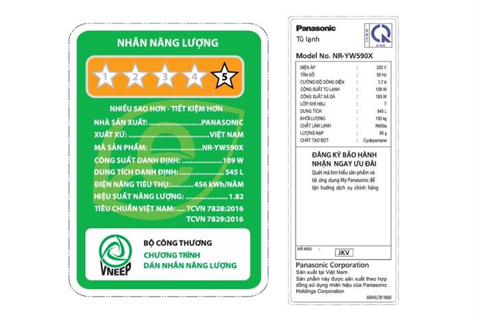 Tủ lạnh Panasonic Inverter 545 lít Multi Door NR-YW590XJKV Màu Đen