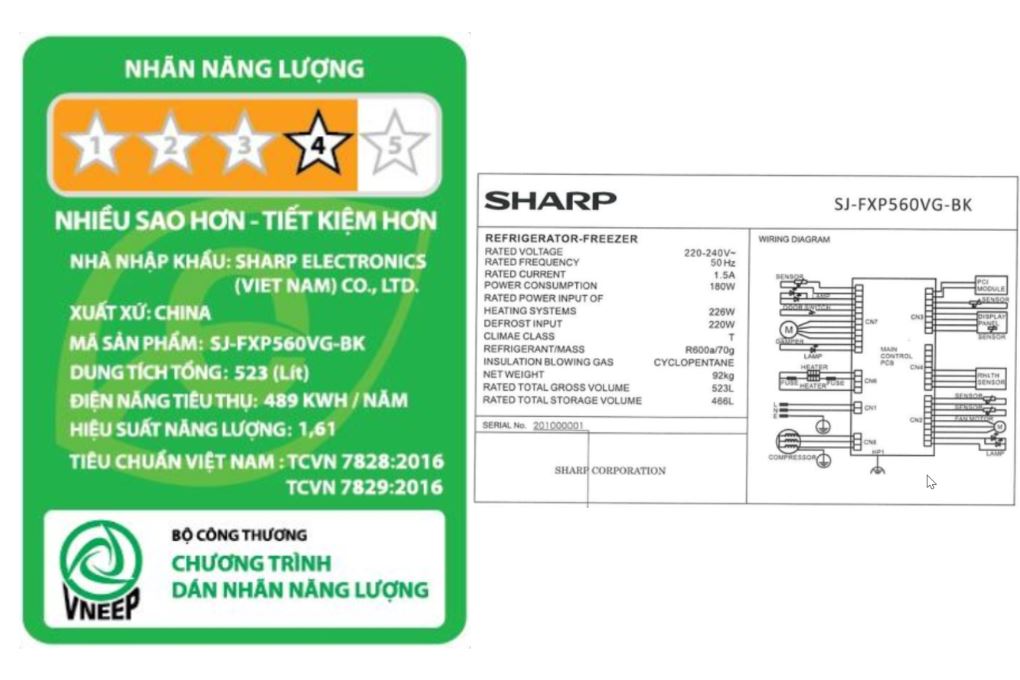 Tủ lạnh Sharp Inverter 466 lít Multi Door SJ-FXP560VG-BK Màu Đen