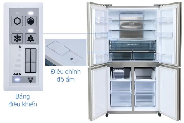 Tủ lạnh Sharp Inverter 525 lít Multi Door SJ-FX610V-SL Màu Bạc Inox