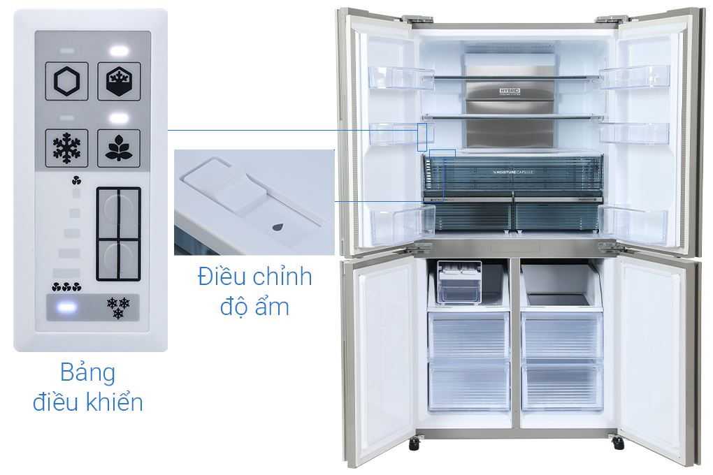 Tủ lạnh Sharp Inverter 525 lít Multi Door SJ-FX610V-SL Màu Bạc Inox