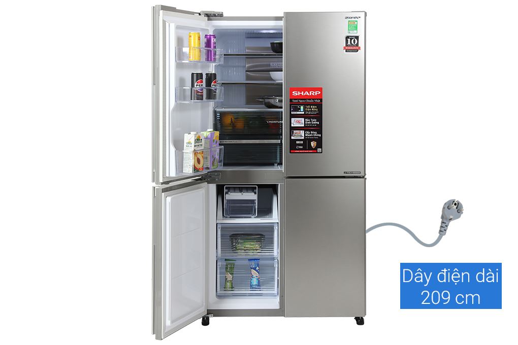 Tủ lạnh Sharp Inverter 525 lít Multi Door SJ-FX610V-SL Màu Bạc Inox