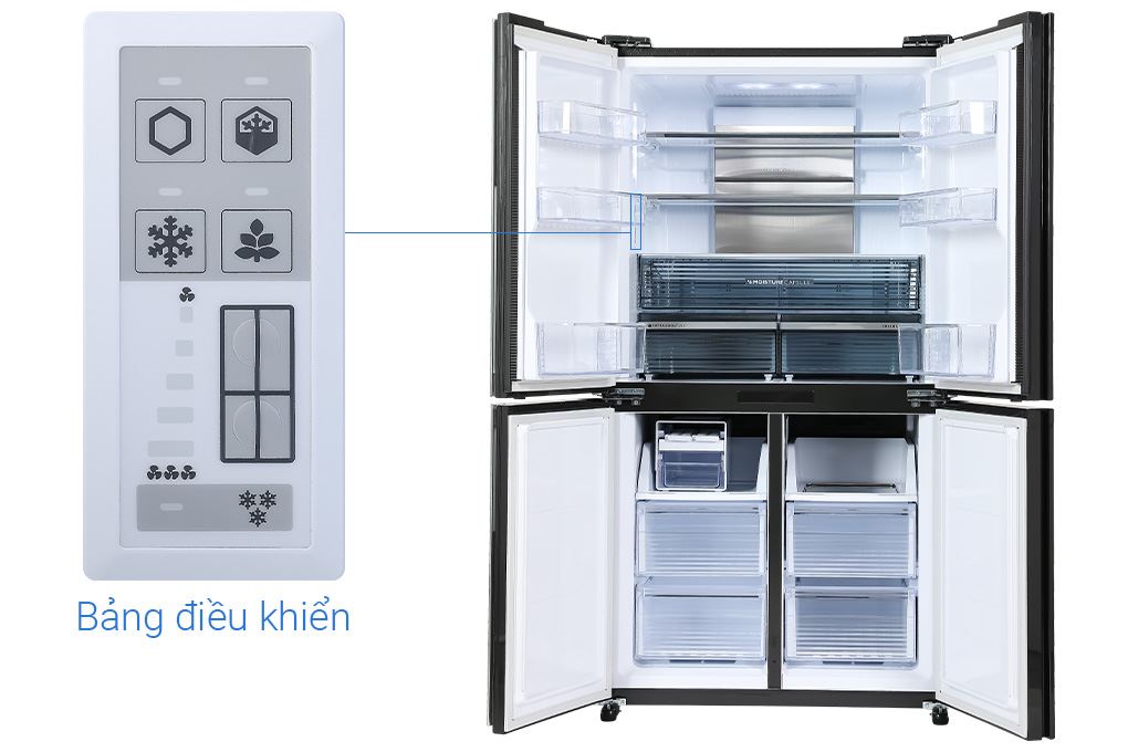 Tủ lạnh Sharp Inverter 525 lít Multi Door SJ-FX610V-MK Màu Đen