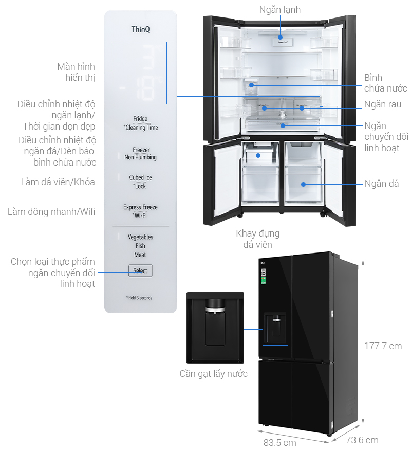 Tủ lạnh LG Inverter 571 lít Multi Door F58BGD