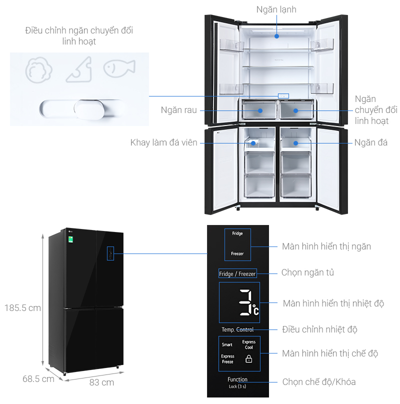 Tủ lạnh LG Inverter 502 lít Multi Door F50BG
