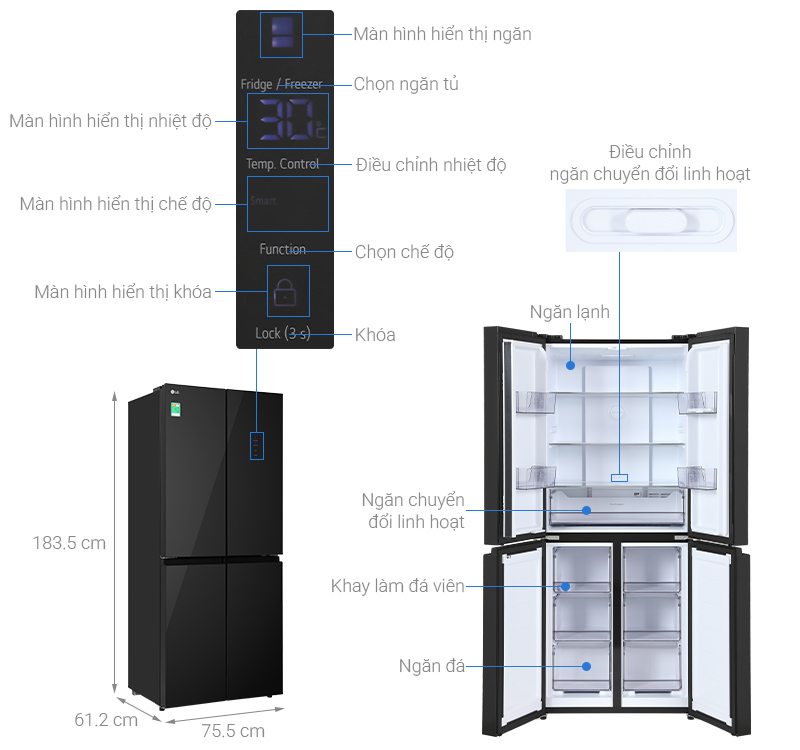 Tủ lạnh LG Inverter 400 lít Multi Door F40BG