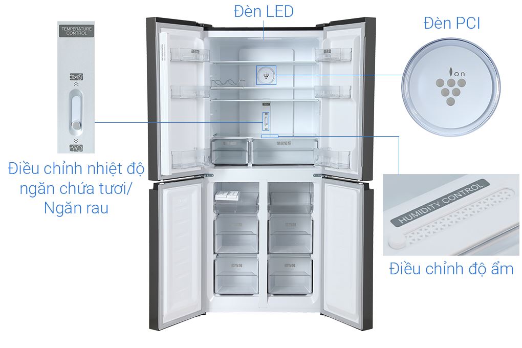 Tủ lạnh Sharp Inverter Multi Door 421 lít SJ-FXP510V-MG Màu Xám đậm