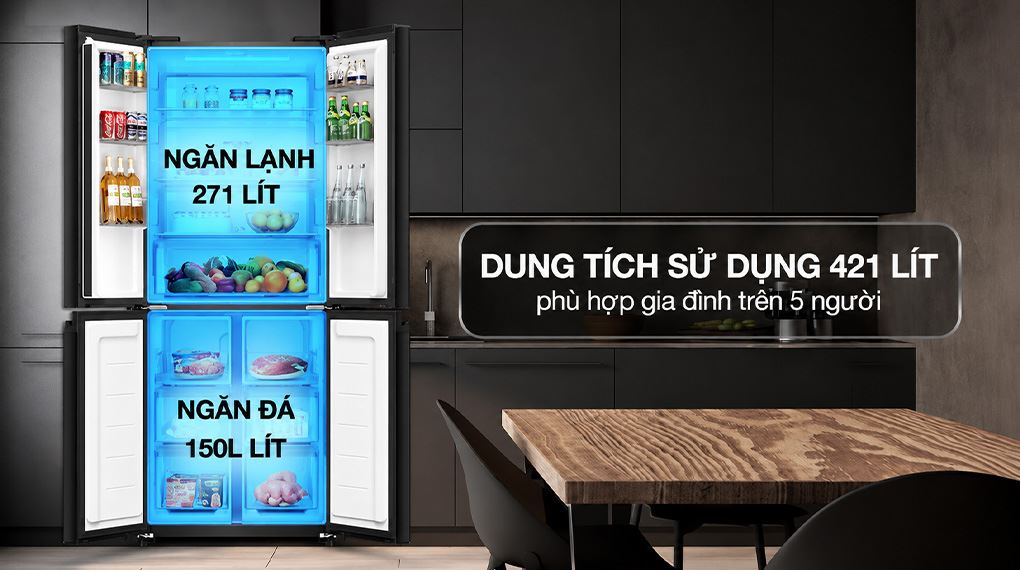 Tủ lạnh Sharp Inverter Multi Door 421 lít SJ-FXP510VG-BK - Thiết kế Tủ lạnh Sharp Inverter Multi Door 421 lít SJ-FXP510VG-BK - Thiết kế