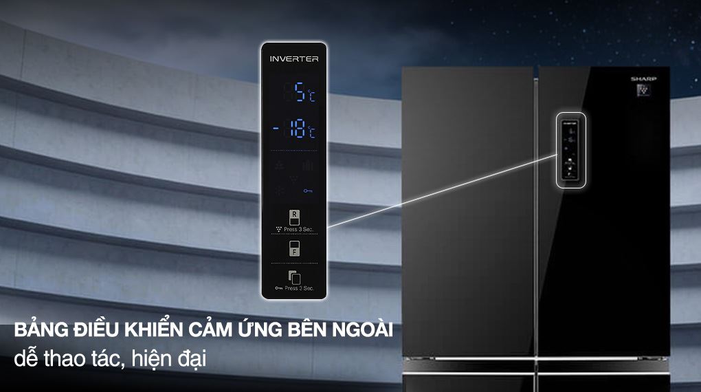 Tủ lạnh Sharp Inverter Multi Door 421 lít SJ-FXP510VG-BK - Bảng điều khiển cảm ứng bên ngoài Tủ lạnh Sharp Inverter Multi Door 421 lít SJ-FXP510VG-BK - Bảng điều khiển cảm ứng bên ngoài