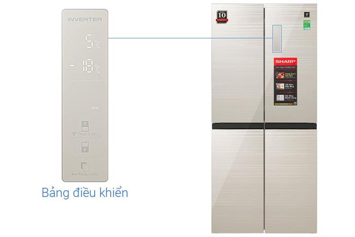 Tủ lạnh Sharp Inverter Multi Door 421 lít SJ-FXP510VG-CH Màu Vàng nhạt