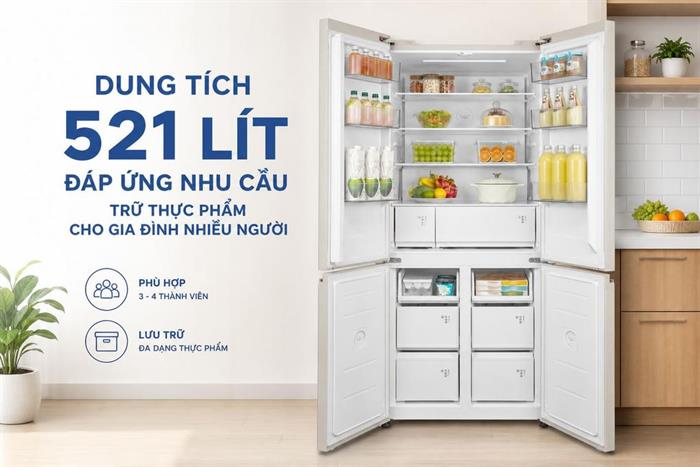 Tủ lạnh Toshiba Inverter 521 lít Multi Door GR-RF681WI-PGV(D4) Màu Màu be