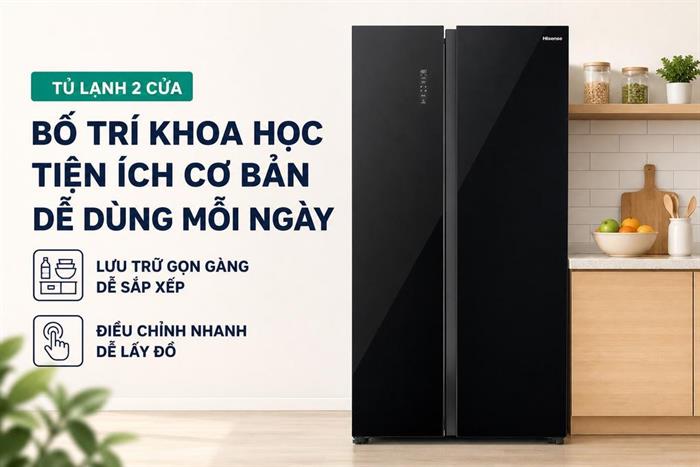Tủ lạnh Hisense Inverter 544 lít Side By Side RS708N4EBU Màu Đen