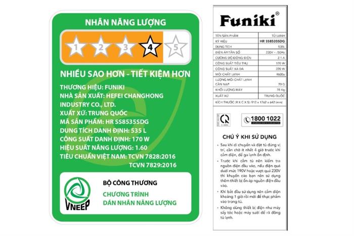 Tủ lạnh Funiki Inverter 535 lít Side By Side HR SS8535SDG Màu Đen