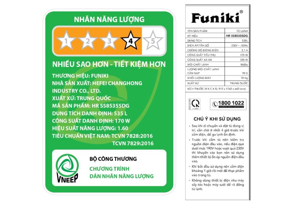 Tủ lạnh Funiki Inverter 535 lít Side By Side HR SS8535SDG Màu Đen - Xám