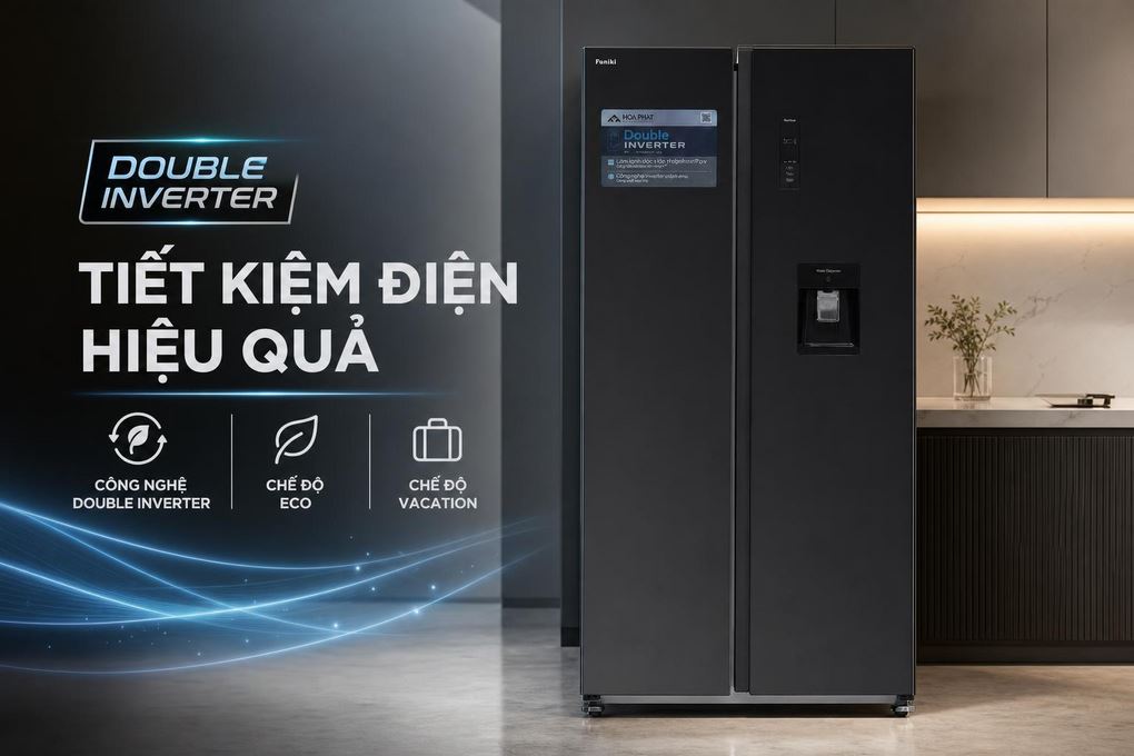 Tủ lạnh Funiki Inverter 535 lít Side By Side HR SS8535TDG Màu Đen
