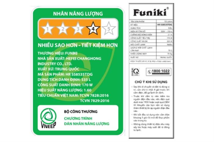 Tủ lạnh Funiki Inverter 535 lít Side By Side HR SS8535TDG Màu Đen