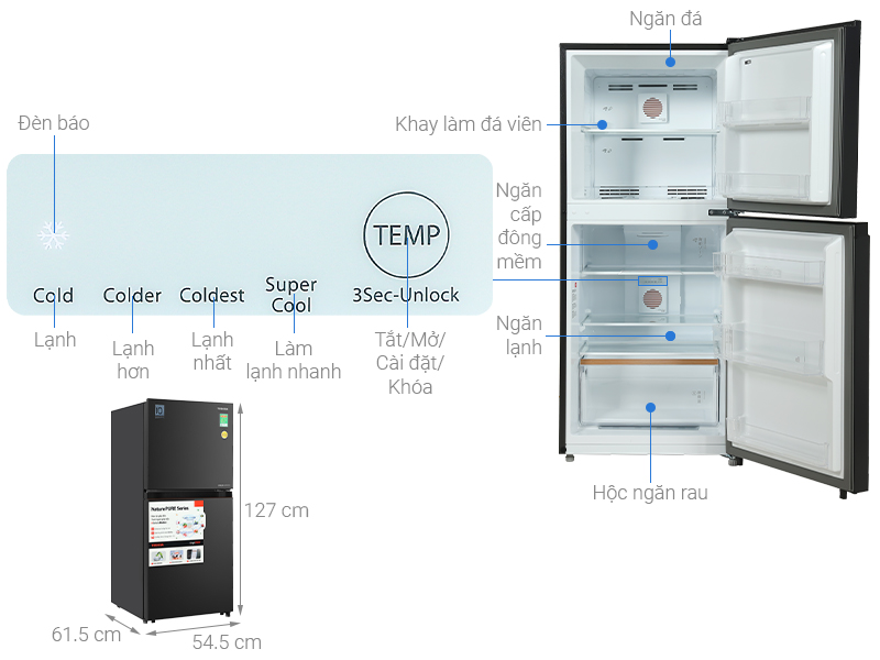 Tủ lạnh Toshiba Inverter 182 lít GR-RT236WE PMV(68)