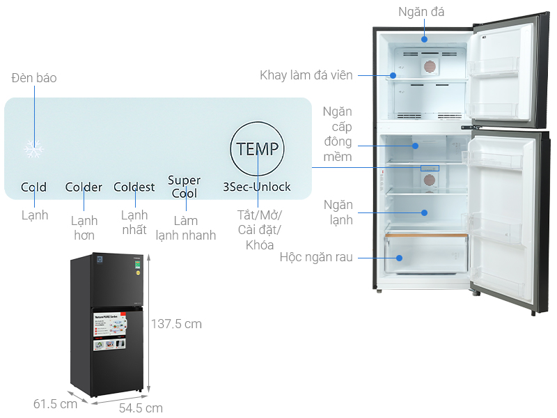 Tủ lạnh Toshiba Inverter 207 lít GR-RT268WE-PMV(68)