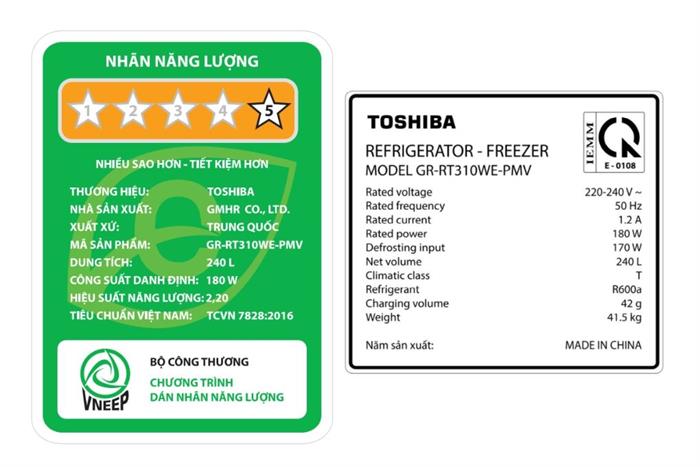 Tủ lạnh Toshiba Inverter 240 lít GR-RT310WE-PMV(68) Màu Đen