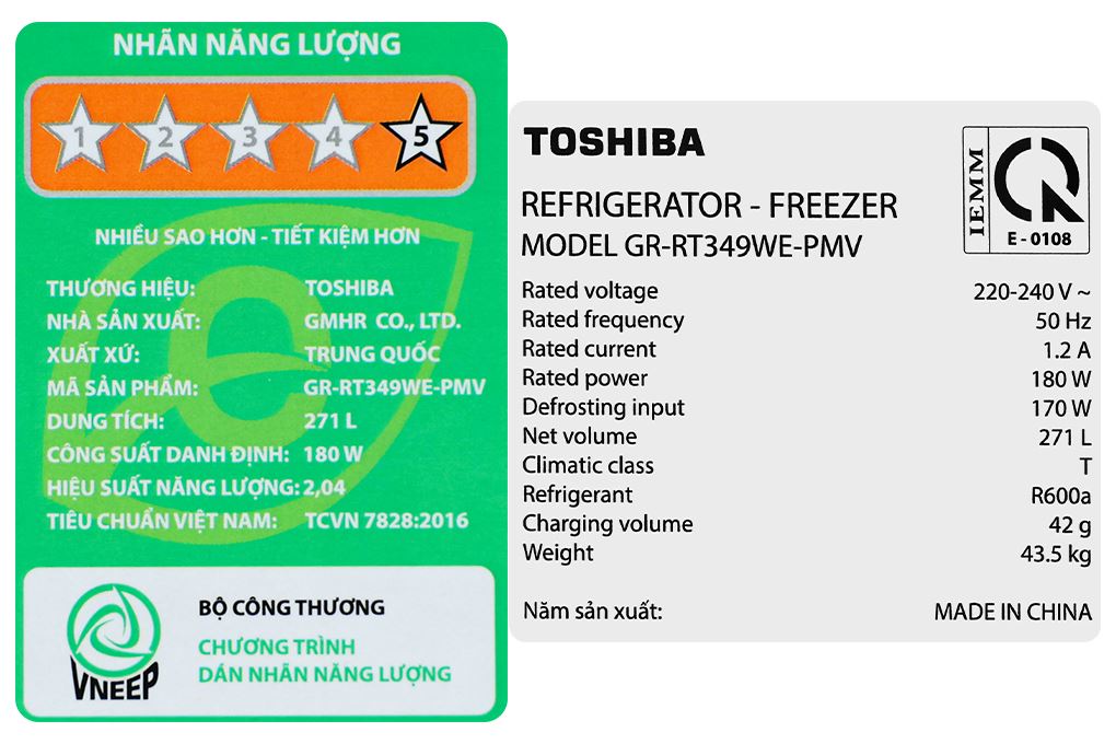 Tủ lạnh Toshiba Inverter 271 lít GR-RT349WE-PMV(68) Màu Đen
