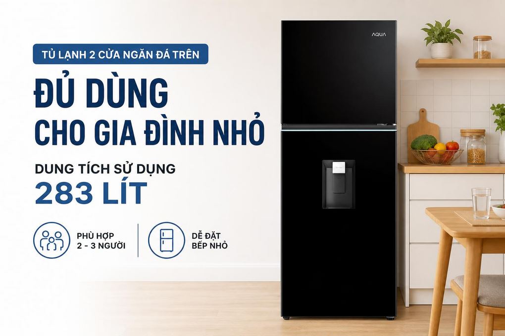 Tủ lạnh Aqua Inverter 283 lít AQR-T305FA(WLB) Màu Đen