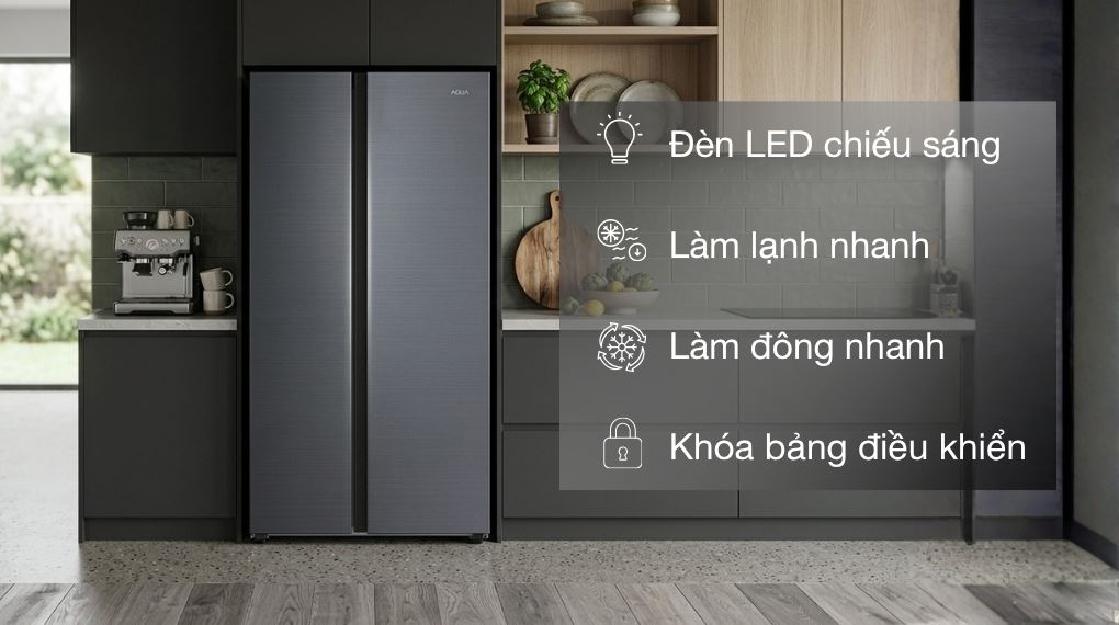Tiện ích - Tủ lạnh Aqua Inverter 569 lít Side By Side AQR-S633XA(SL)