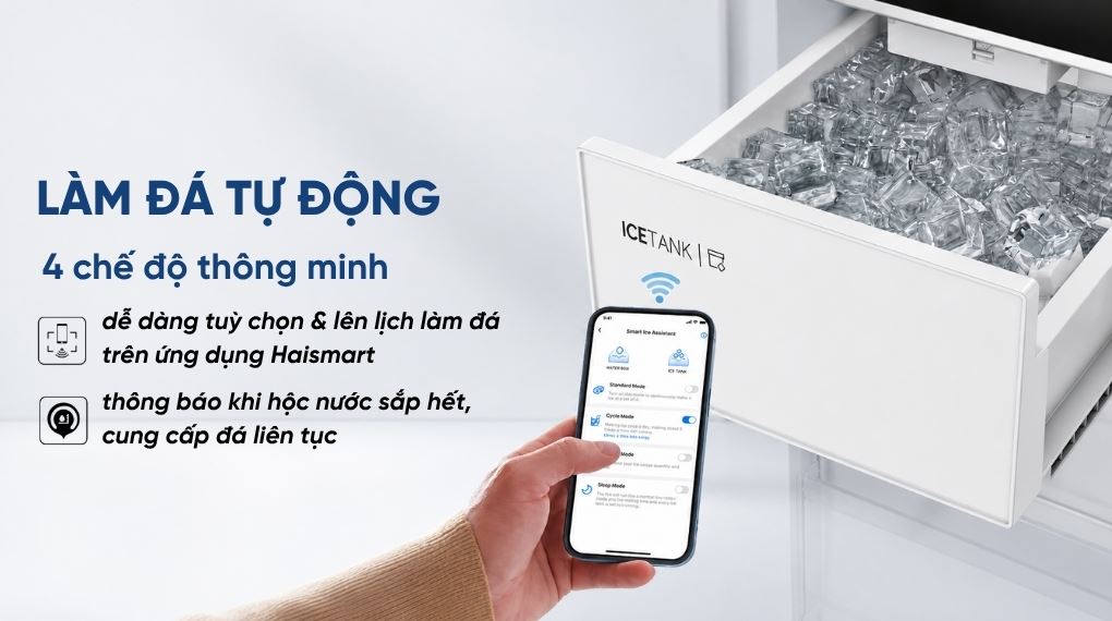 Làm đá tự động - Tủ lạnh Aqua Inverter 522 lít Multi Door AQR-MA600XA(KGL)U1 Làm đá tự động - Tủ lạnh Aqua Inverter 522 lít Multi Door AQR-MA600XA(KGL)U1