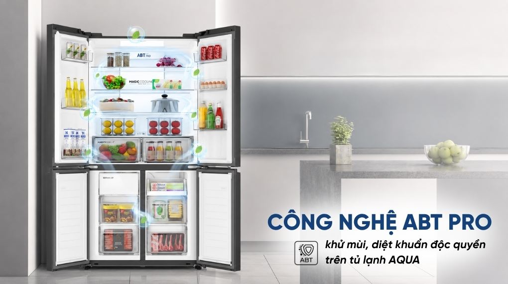 Khử mùi, diệt khuẩn - Tủ lạnh Aqua Inverter 522 lít Multi Door AQR-MA600XA(KGL)U1 Khử mùi, diệt khuẩn - Tủ lạnh Aqua Inverter 522 lít Multi Door AQR-MA600XA(KGL)U1