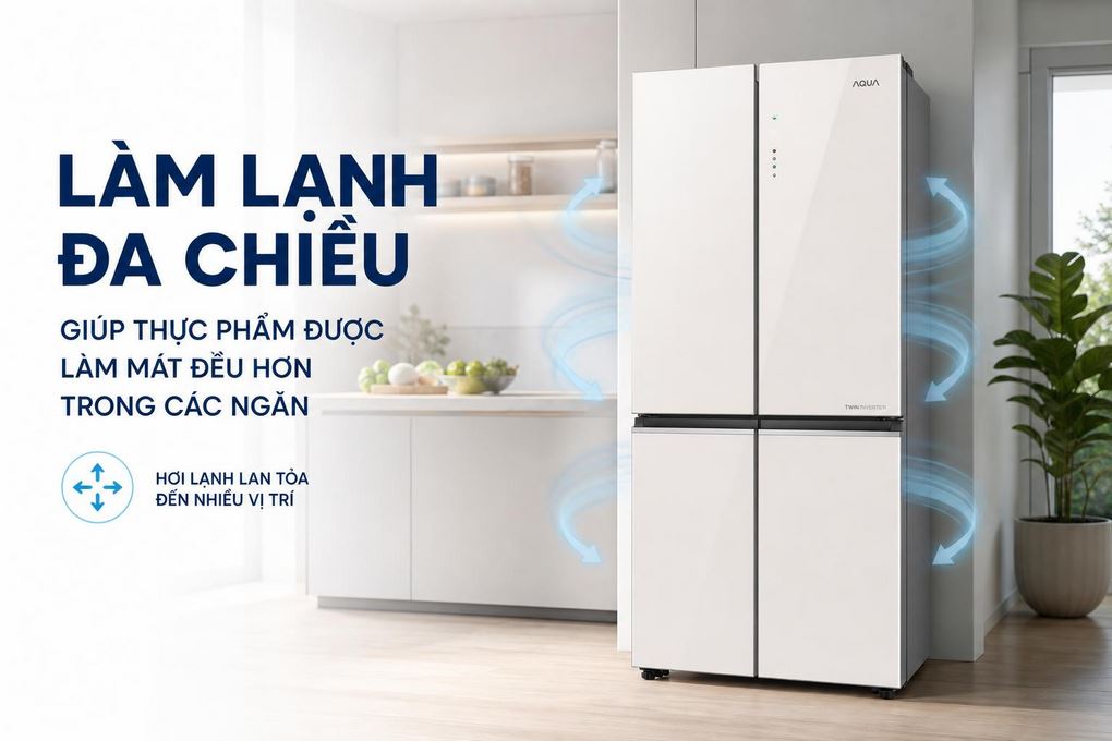 Tủ lạnh Aqua Inverter 522 lít Multi Door AQR-MA600XA(KGC)U1 - Làm lạnh đa chiều
