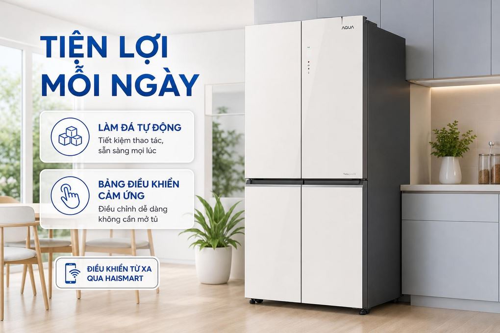 Tủ lạnh Aqua Inverter 522 lít Multi Door AQR-MA600XA(KGC)U1 - Bảng điều khiển cảm ứng bên ngoài tiện lợi khi sử dụng
