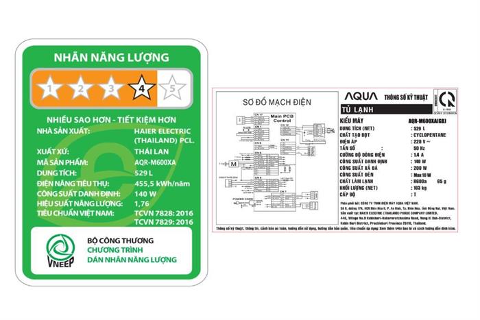 Tủ lạnh Aqua Inverter 529 lít Multi Door AQR-M600XA(GB) Màu Đen