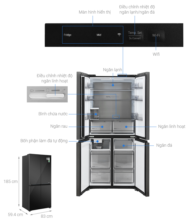 Tủ lạnh Haier Inverter 495 lít Multi Door HM610AGBVNU1