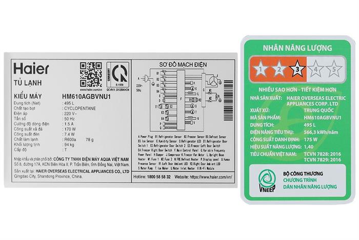 Tủ lạnh Haier Inverter 495 lít Multi Door HM610AGBVNU1 Màu Đen