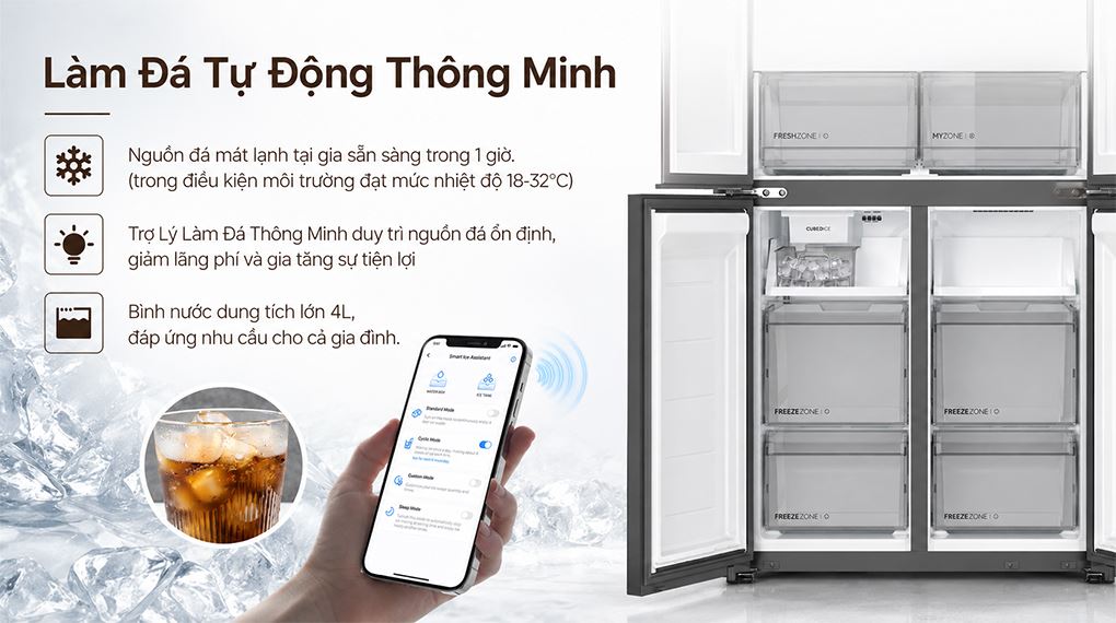 Làm đá thông minh - Tủ lạnh Haier Inverter 495 lít Multi Door HM610AGBVNU1