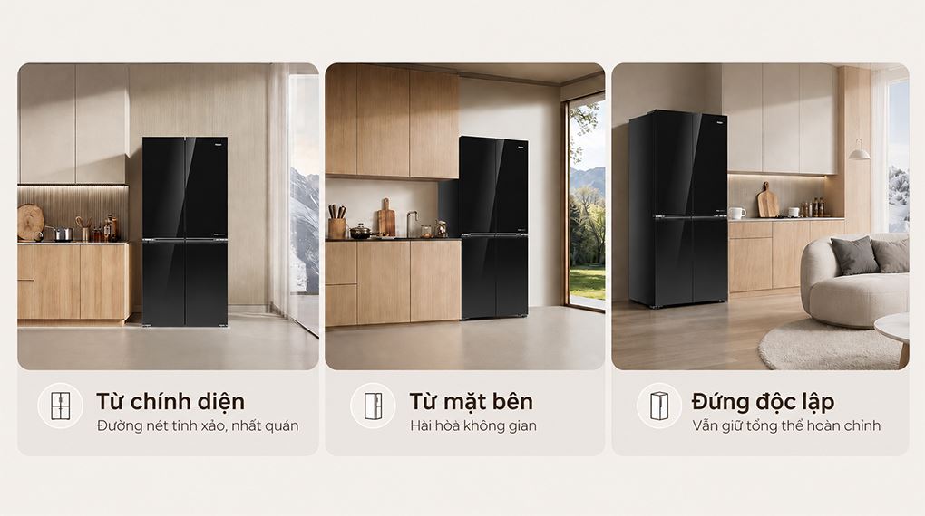Thiết kế hòa hợp nội thất - Tủ lạnh Haier Inverter 495 lít Multi Door HM610AGBVNU1