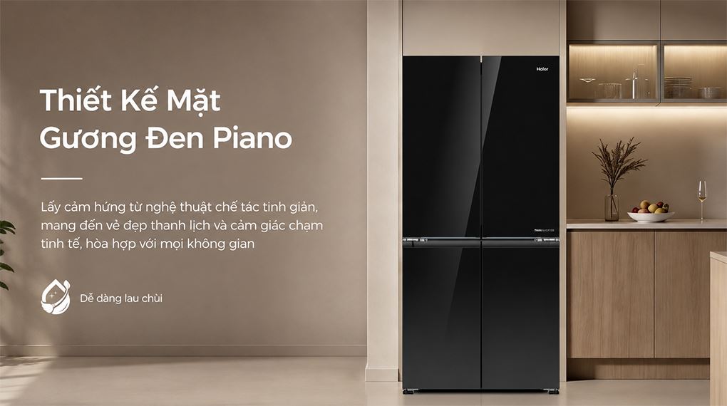 Thiết kế mặt gương - Tủ lạnh Haier Inverter 495 lít Multi Door HM610AGBVNU1
