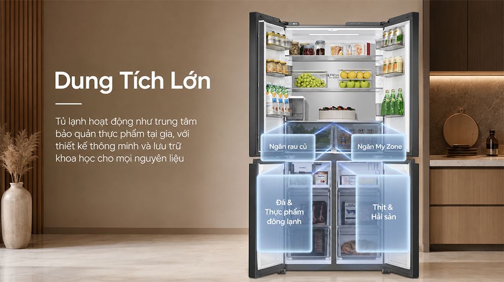 Dung tích - Tủ lạnh Haier Inverter 495 lít Multi Door HM610AGBVNU1