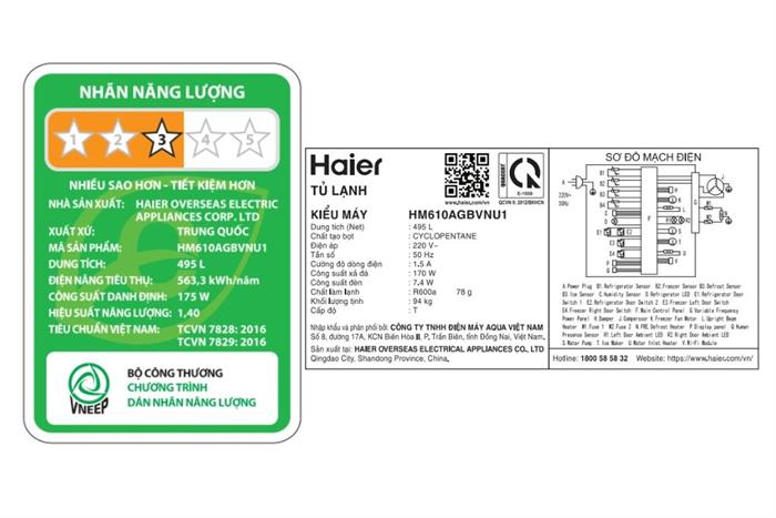 Tủ lạnh Haier Inverter 495 lít Multi Door HM610AGBVNU1 Màu Đen