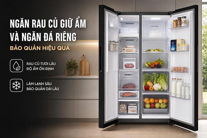 Tủ lạnh Hitachi Inverter 653 lít Side By Side HRSN9713ESAUVN Màu Đen