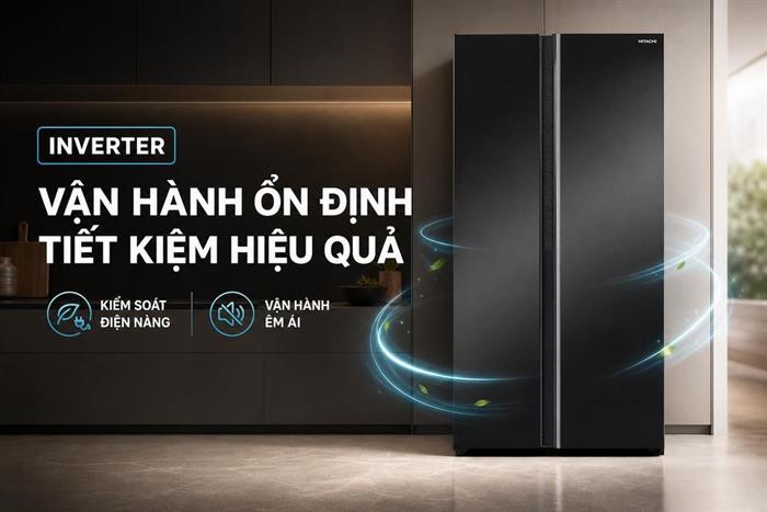 Tủ lạnh Hitachi Inverter 653 lít Side By Side HRSN9713ESAGBKVN Màu Đen