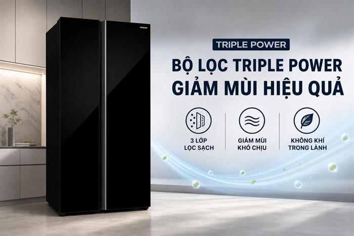 Tủ lạnh Hitachi Inverter 653 lít Side By Side HRSN9713ESAGBKVN Màu Đen